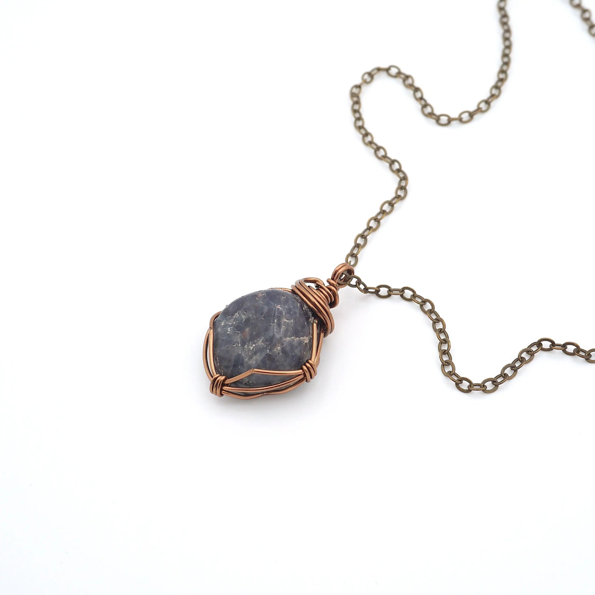 Sapphire Birthstone Necklace - Classic Bronze Wrap DesignsbyNatureGems