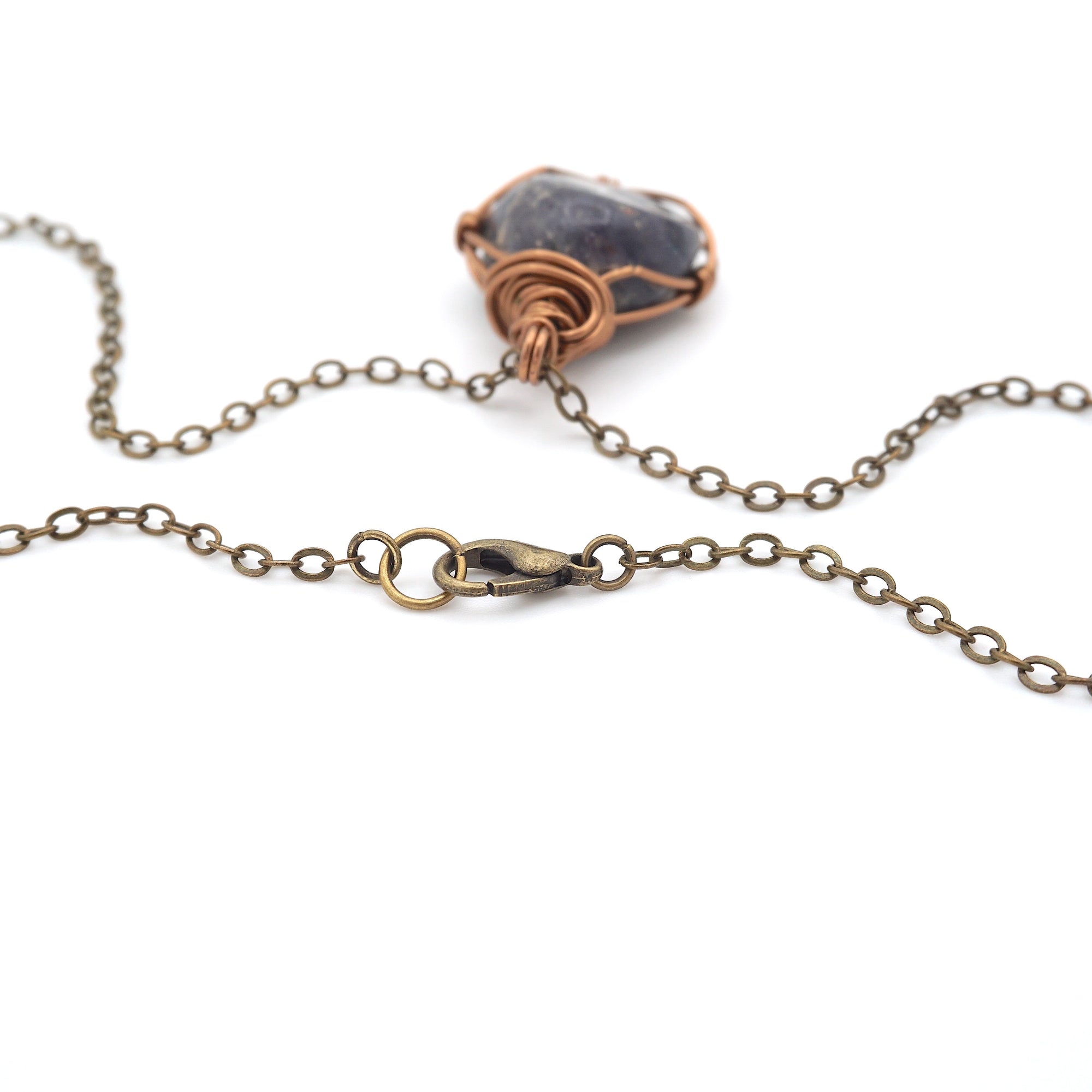 Sapphire Birthstone Necklace - Classic Bronze Wrap DesignsbyNatureGems