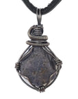 Raw Sapphire Necklace - Antiqued Sterling Silver Necklace