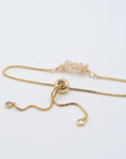 Gold plated brass slider closure on adjustable citrine bracelet showing easy fit mechanism - handcrafted birthstone jewelry