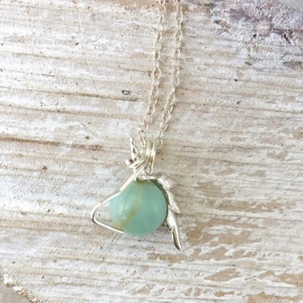 Amazonite Crystal Unicorn Charm Necklace - Italian Sterling Silver DesignsbyNatureGems