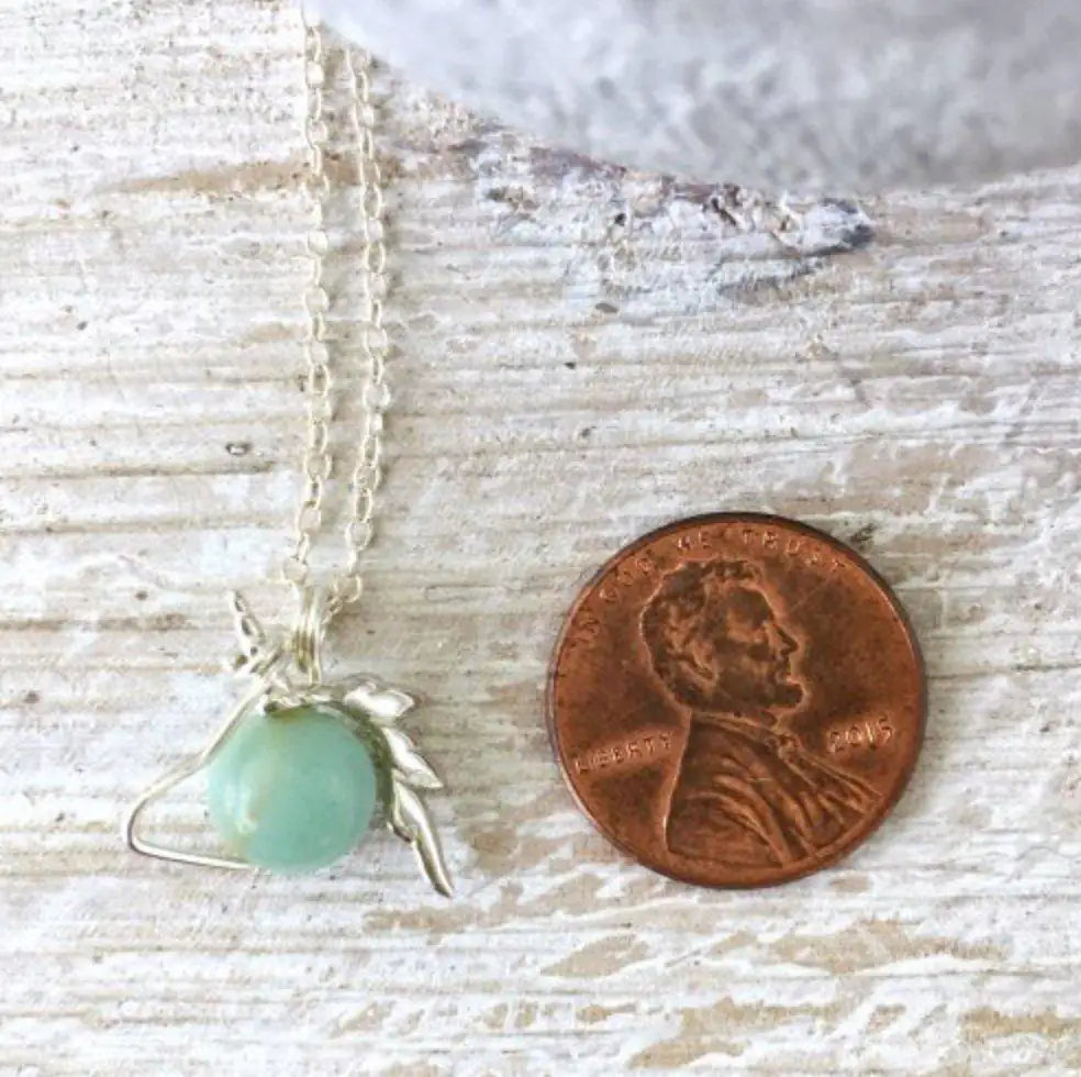 Amazonite Crystal Unicorn Charm Necklace - Italian Sterling Silver DesignsbyNatureGems