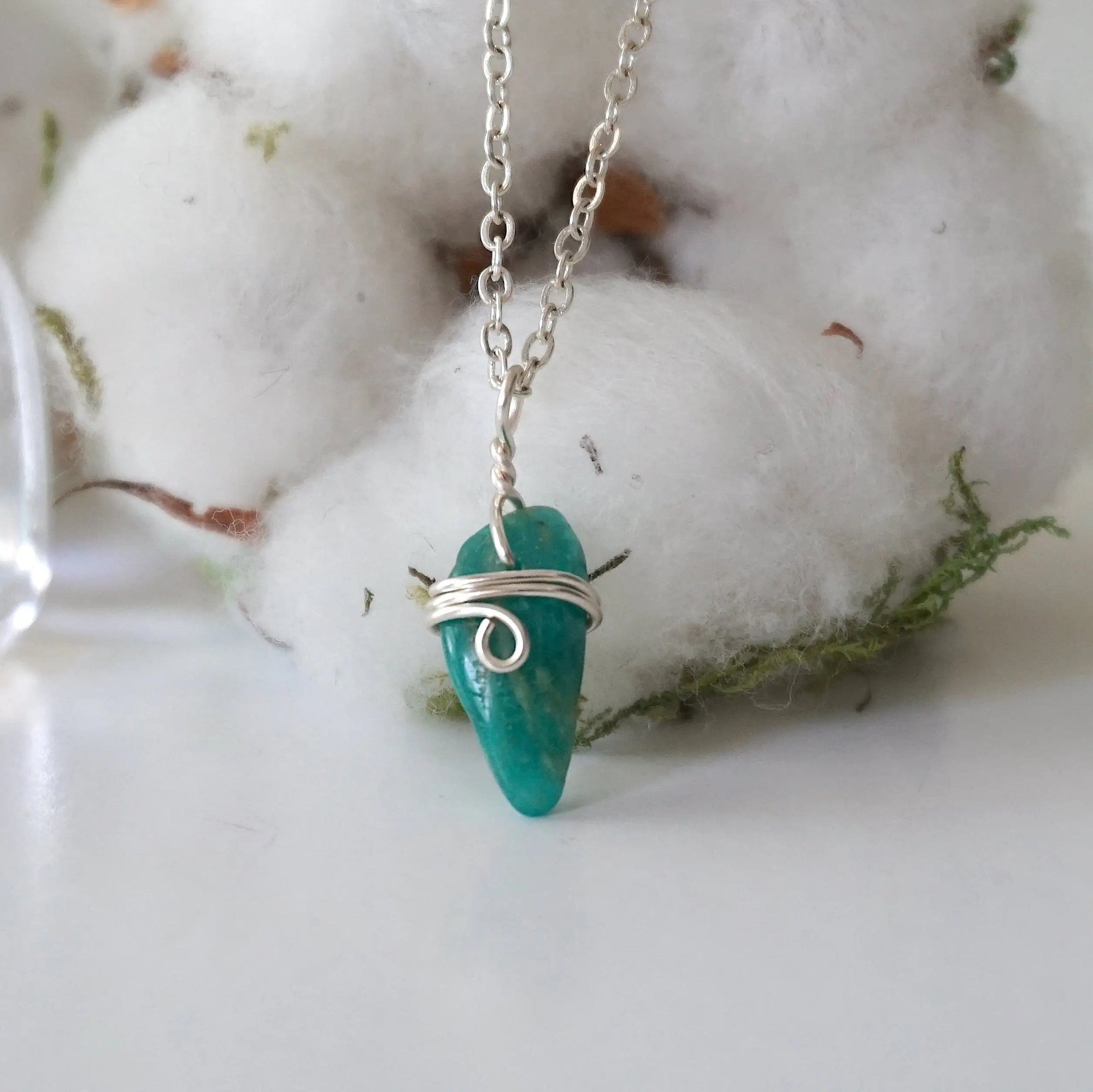 Amazonite Healing Crystal Charm Necklace DesignsbyNatureGems