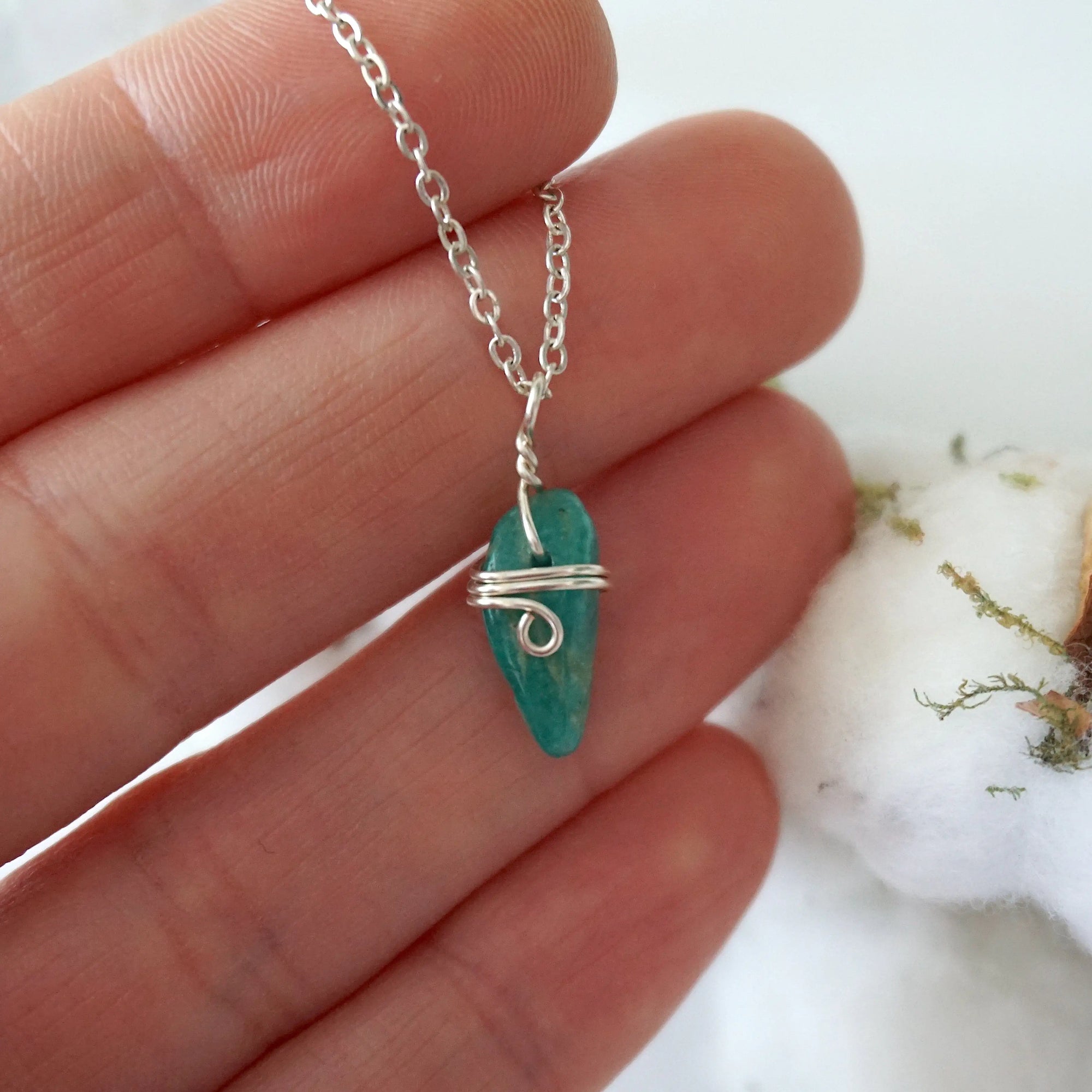 Amazonite Healing Crystal Charm Necklace DesignsbyNatureGems