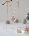 Amethyst 14K Gold Filled Huggie Charm Necklace Designs by Nature Gems