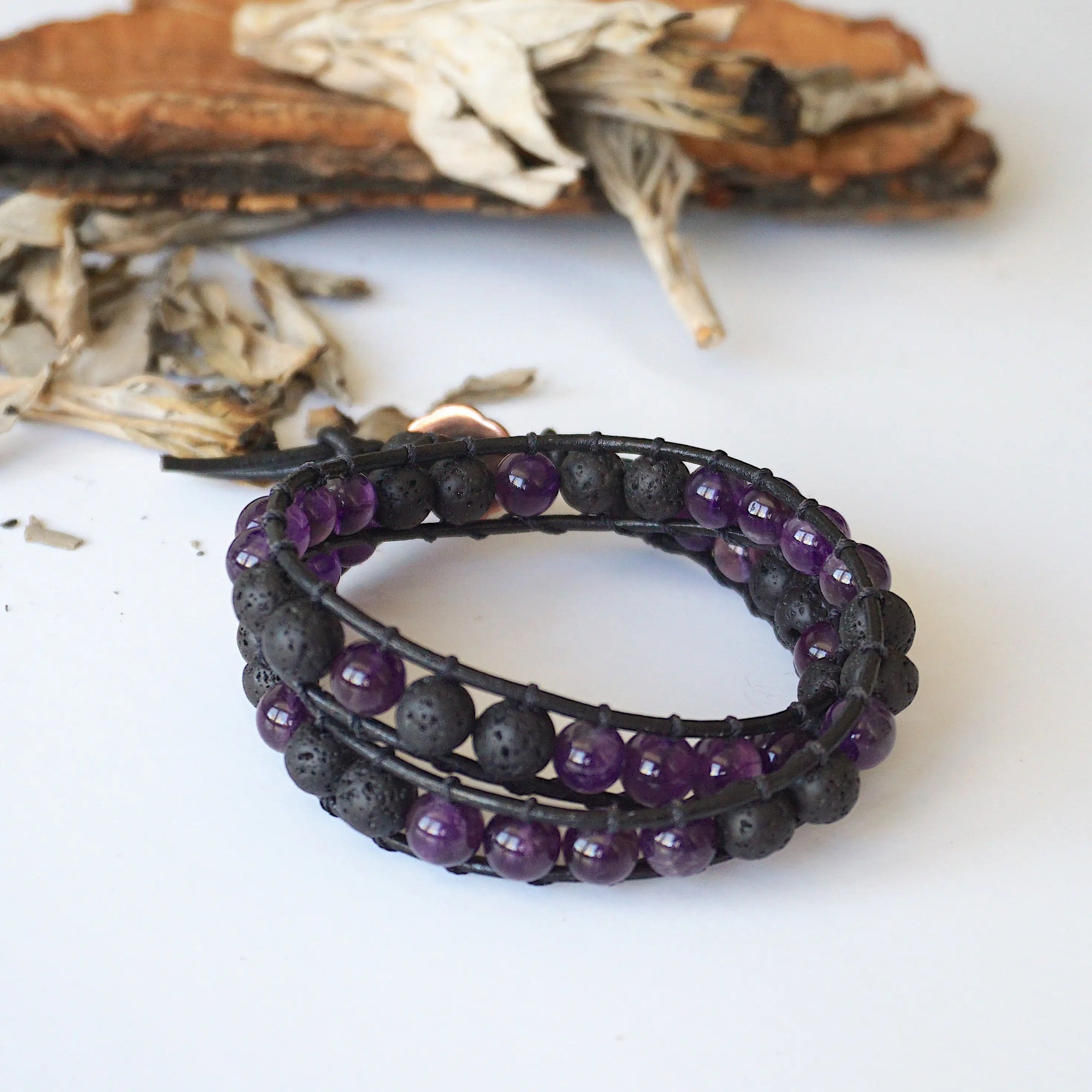 Amethyst Wrap Bracelet - Aromatherapy Designs by Nature Gems