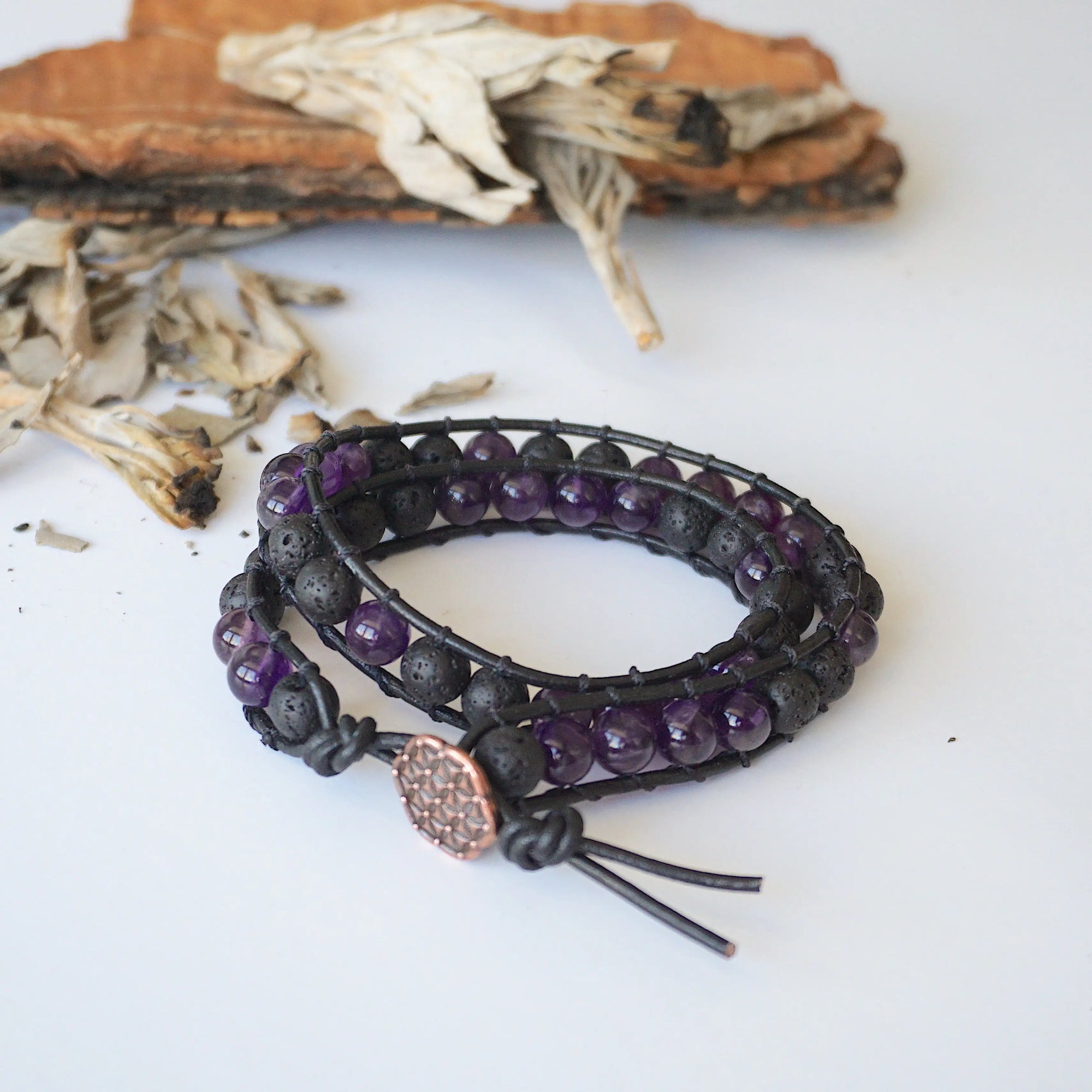 Amethyst Wrap Bracelet - Aromatherapy Designs by Nature Gems