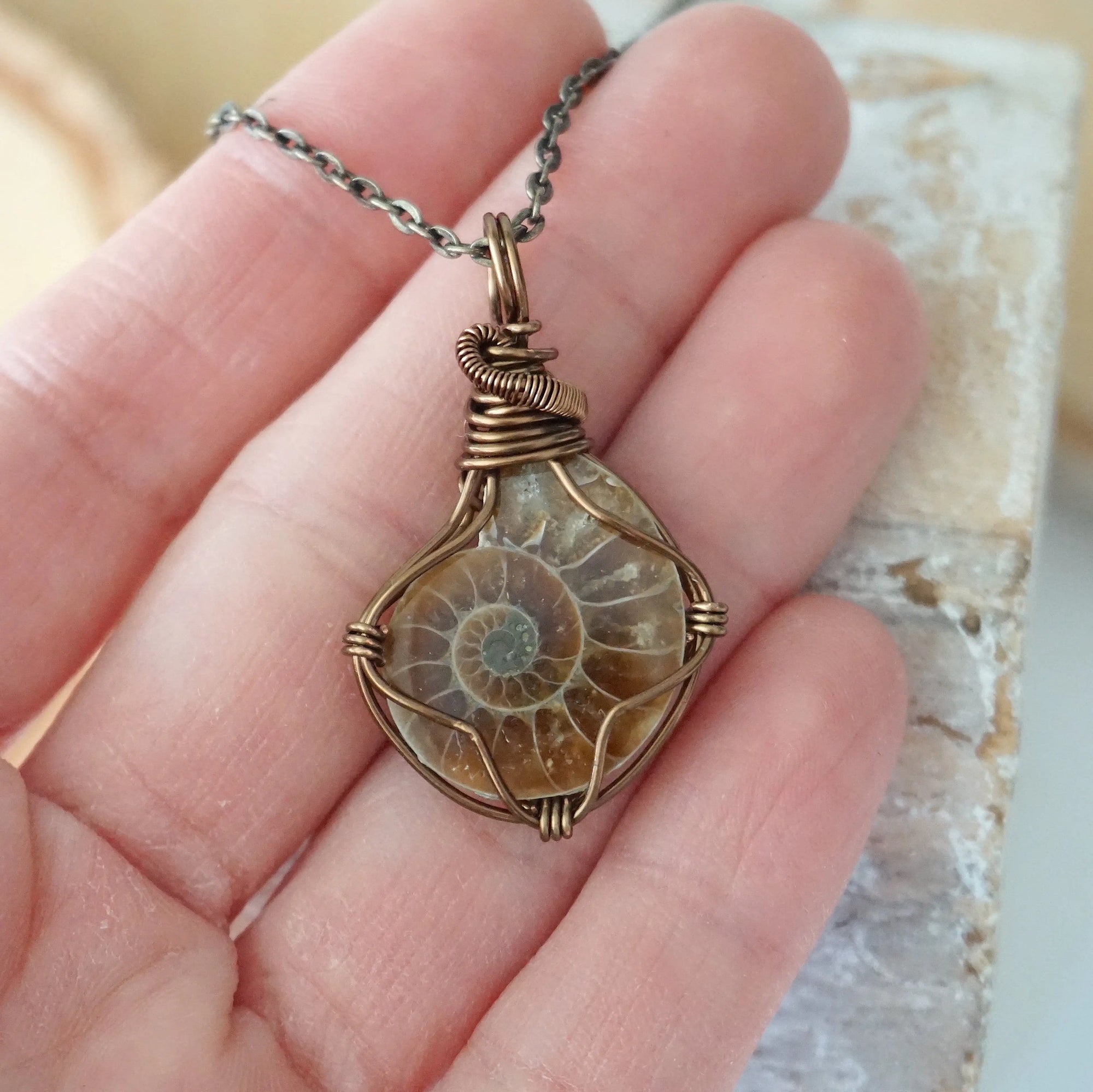 Ammonite Pendant - Antique Bronze DesignsbyNatureGems