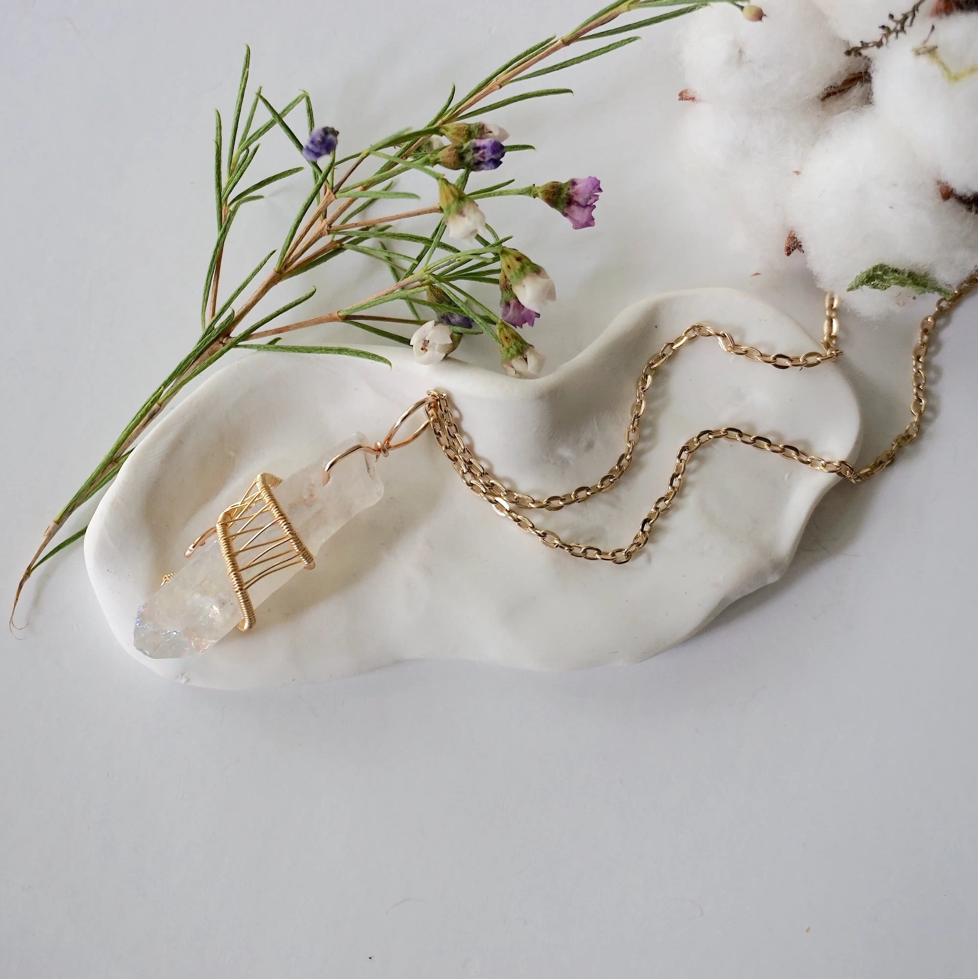 Angel Aura Quartz Point - Gold Plated Necklace Designs by Nature Gems