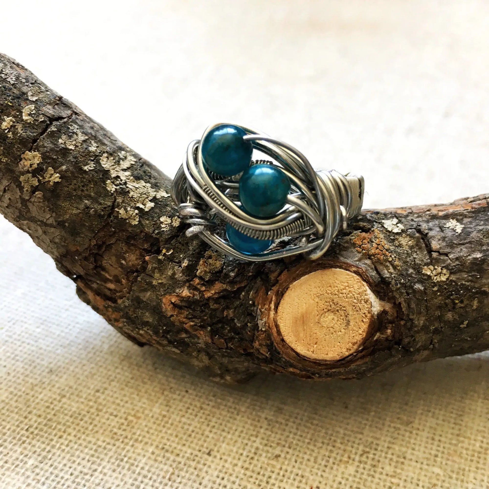 Apatite Healing Crystal Statement Ring DesignsbyNatureGems