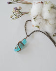 Aqua Aura Quartz Rock Crystal Point Necklace - Antique Bronze DesignsbyNatureGems