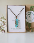 Aqua Aura Quartz Rock Crystal Point Necklace - Antique Bronze DesignsbyNatureGems