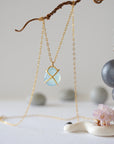 Aquamarine 14K Gold Filled Huggie Charm Necklace Designs by Nature Gems