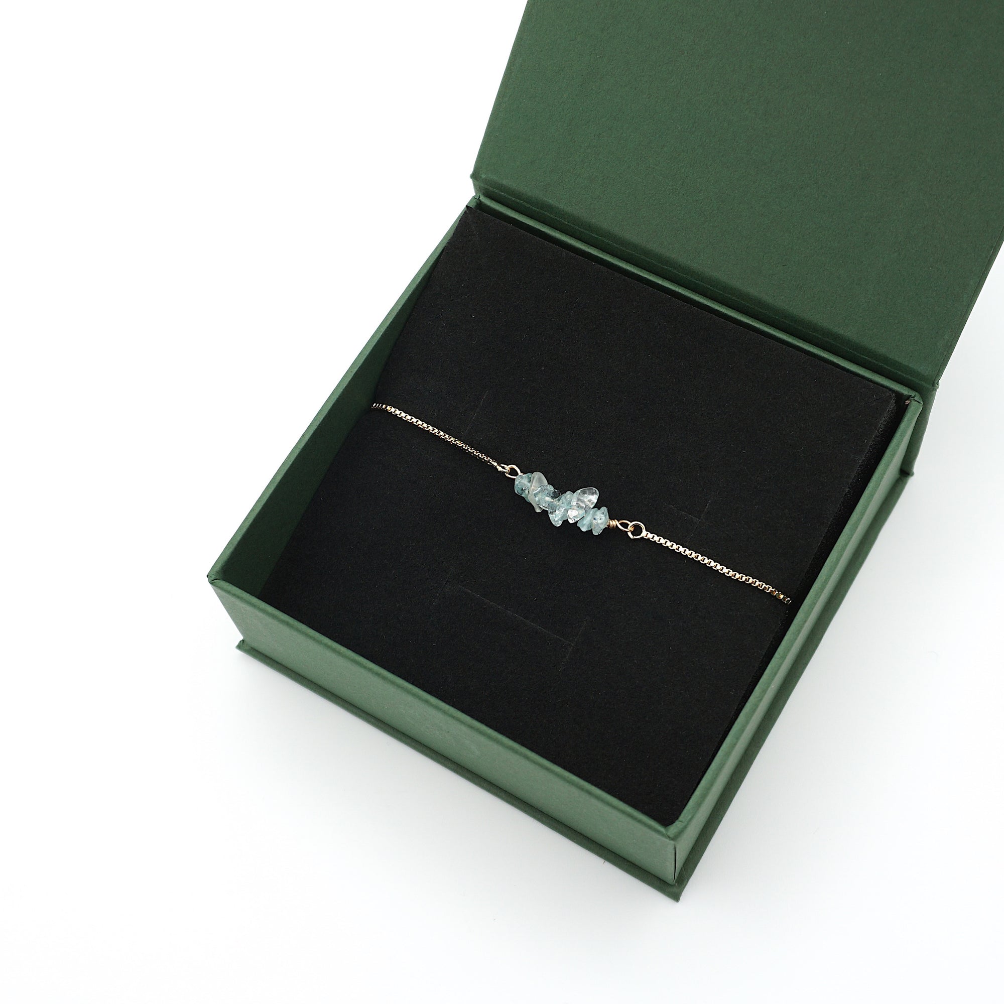 Natural aquamarine slider bracelet in elegant gift box ready for gifting - March birthstone jewelry by Designs by Nature Gems