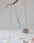 Aquamarine Sterling Silver Huggie Charm Necklace Designs by Nature Gems