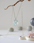 Aquamarine Sterling Silver Huggie Charm Necklace Designs by Nature Gems