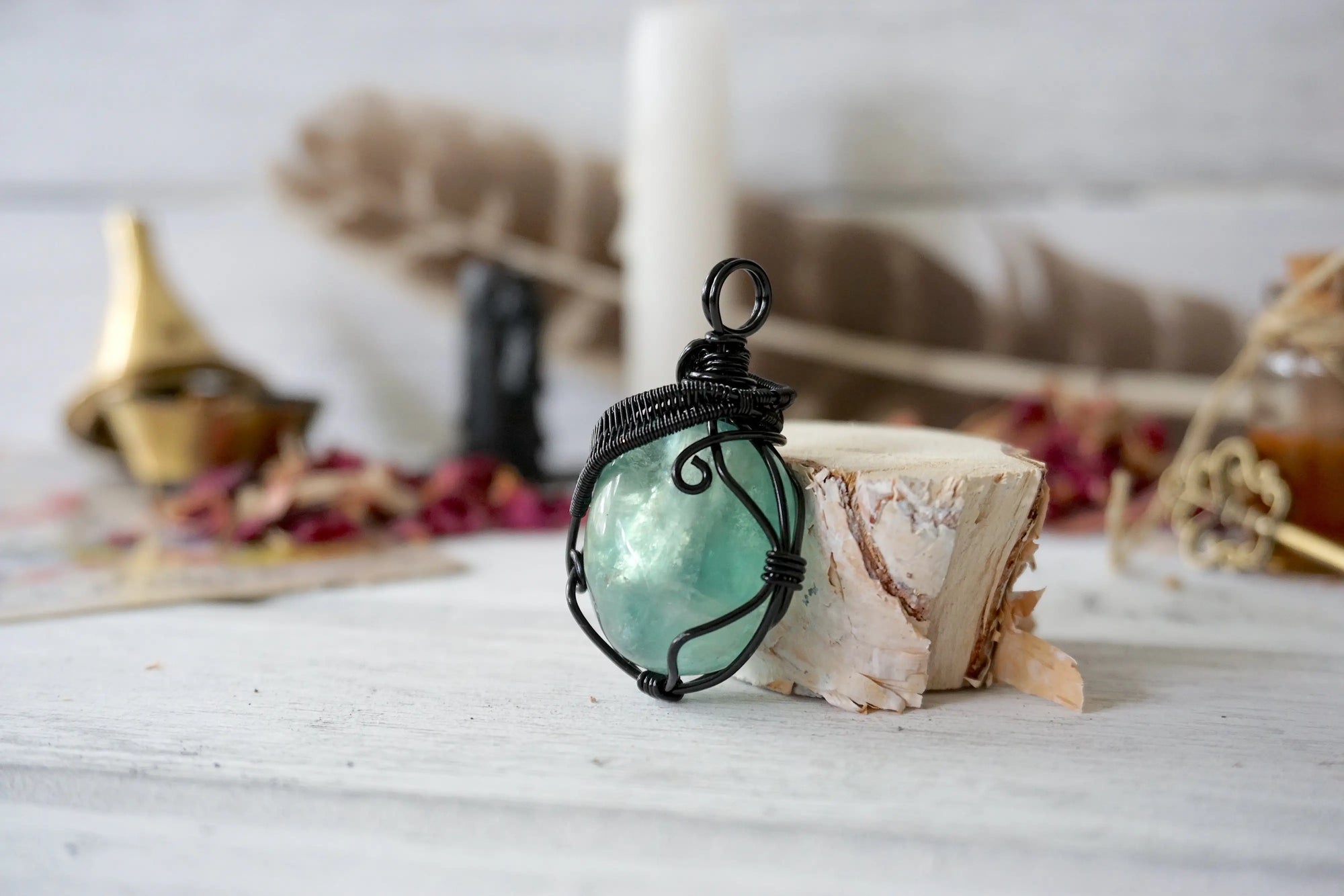 AURA FOUNDATION COLLECTION - Green Fluorite Crystal Necklace Designs by Nature Gems