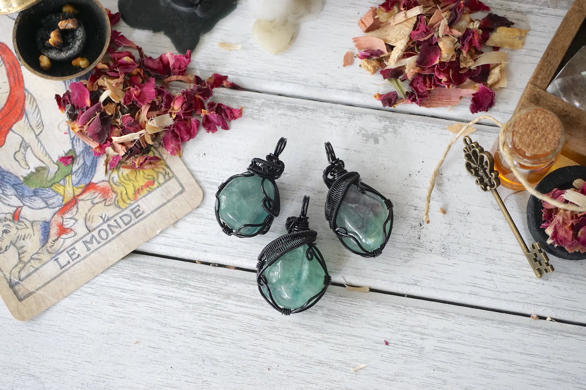 AURA FOUNDATION COLLECTION - Green Fluorite Crystal Necklace Designs by Nature Gems