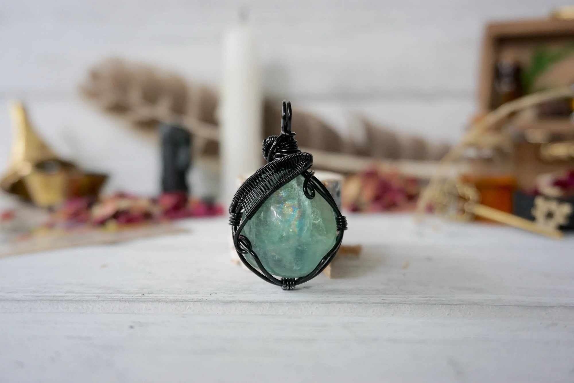 AURA FOUNDATION COLLECTION - Green Fluorite Crystal Necklace Designs by Nature Gems