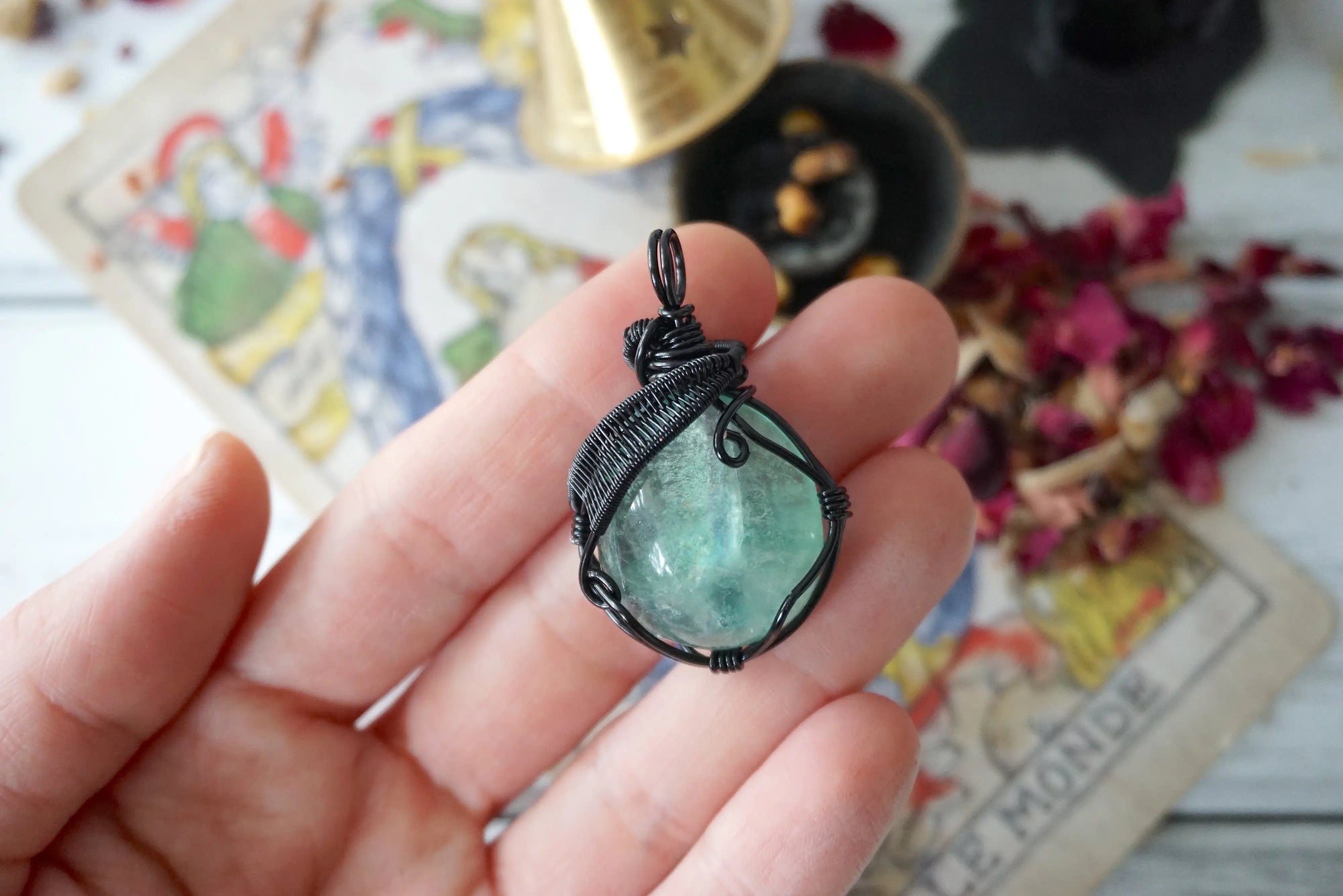 AURA FOUNDATION COLLECTION - Green Fluorite Crystal Necklace Designs by Nature Gems