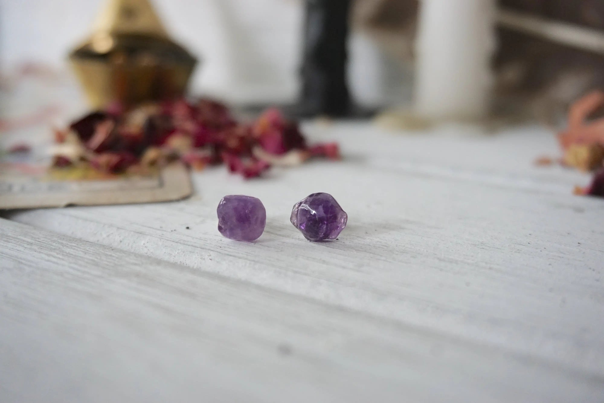 AURA STUD EARRINGS COLLECTION - Amethyst Crystal Earrings Designs by Nature Gems