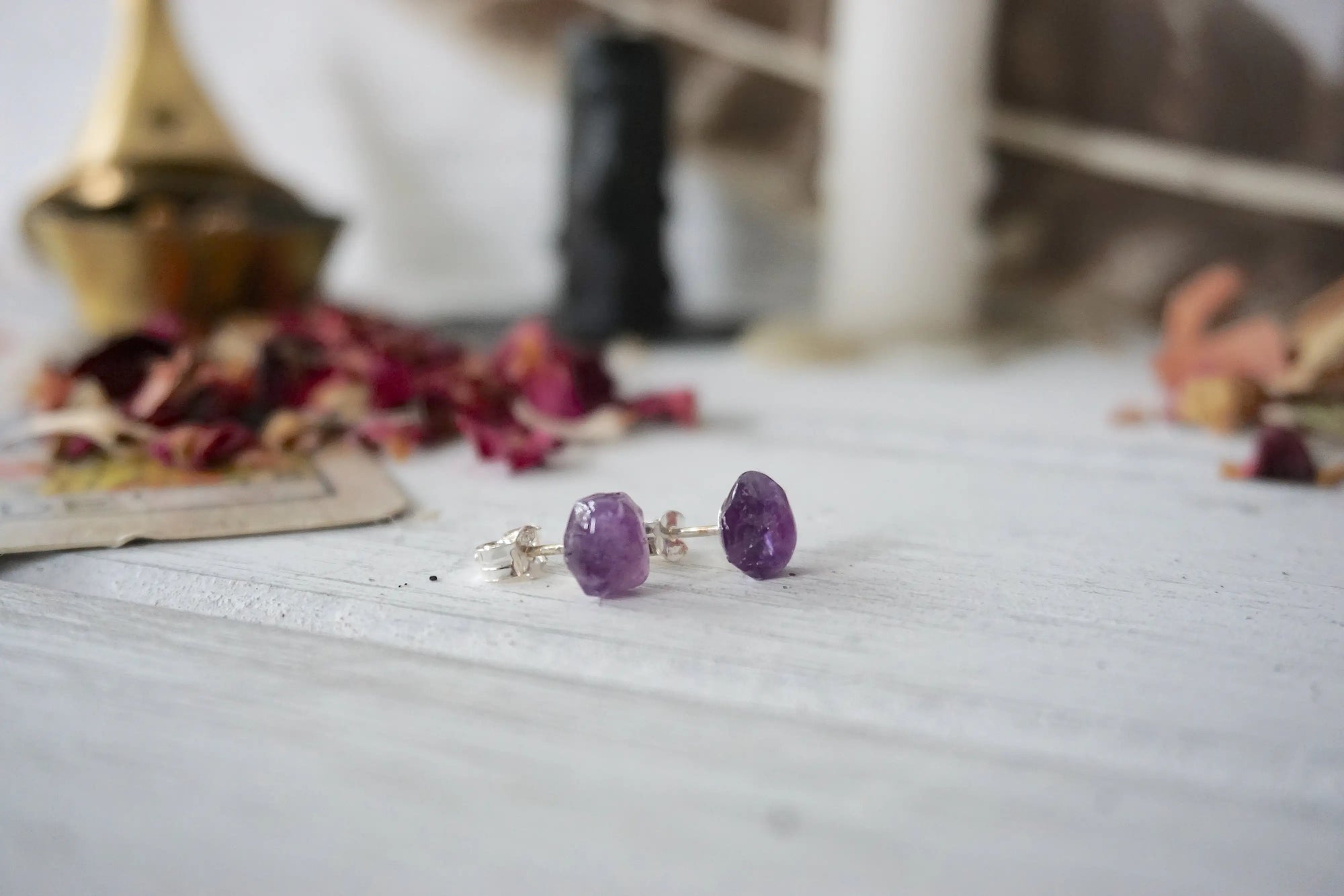 AURA STUD EARRINGS COLLECTION - Amethyst Crystal Earrings Designs by Nature Gems