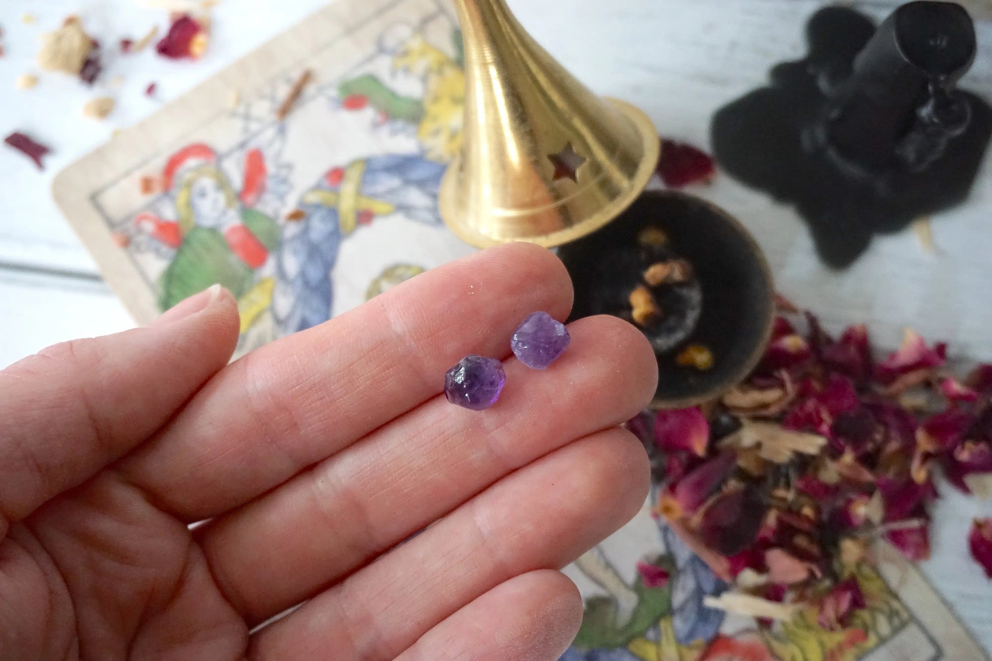 AURA STUD EARRINGS COLLECTION - Amethyst Crystal Earrings Designs by Nature Gems