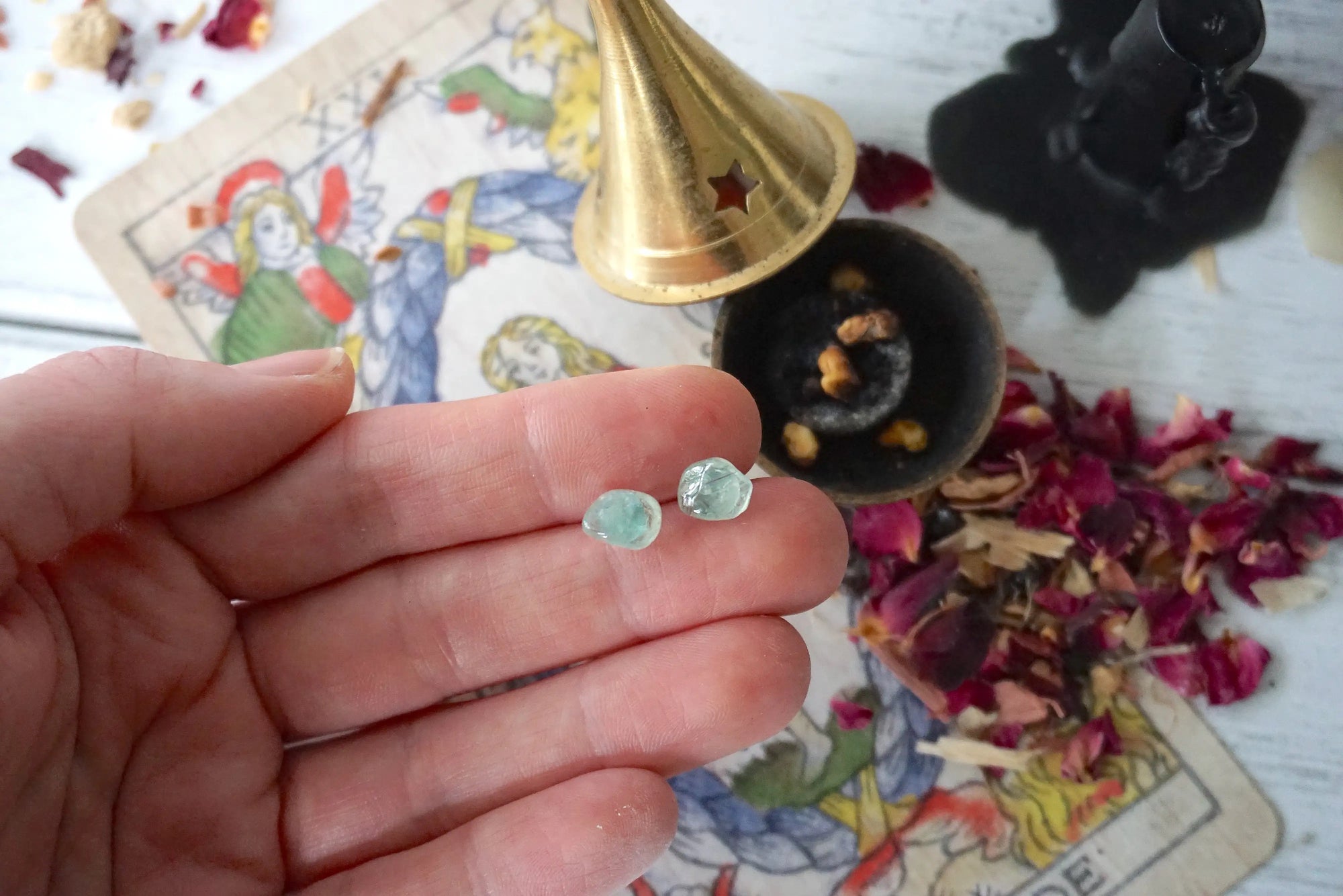 AURA STUD EARRINGS COLLECTION - Green Fluorite Crystal Earrings Designs by Nature Gems