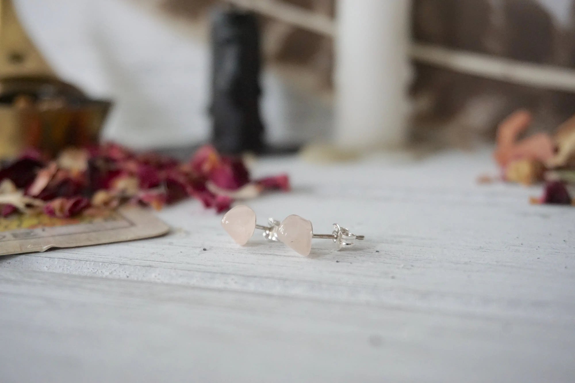 AURA STUD EARRINGS COLLECTION - Rose Quartz Crystal Earrings Designs by Nature Gems