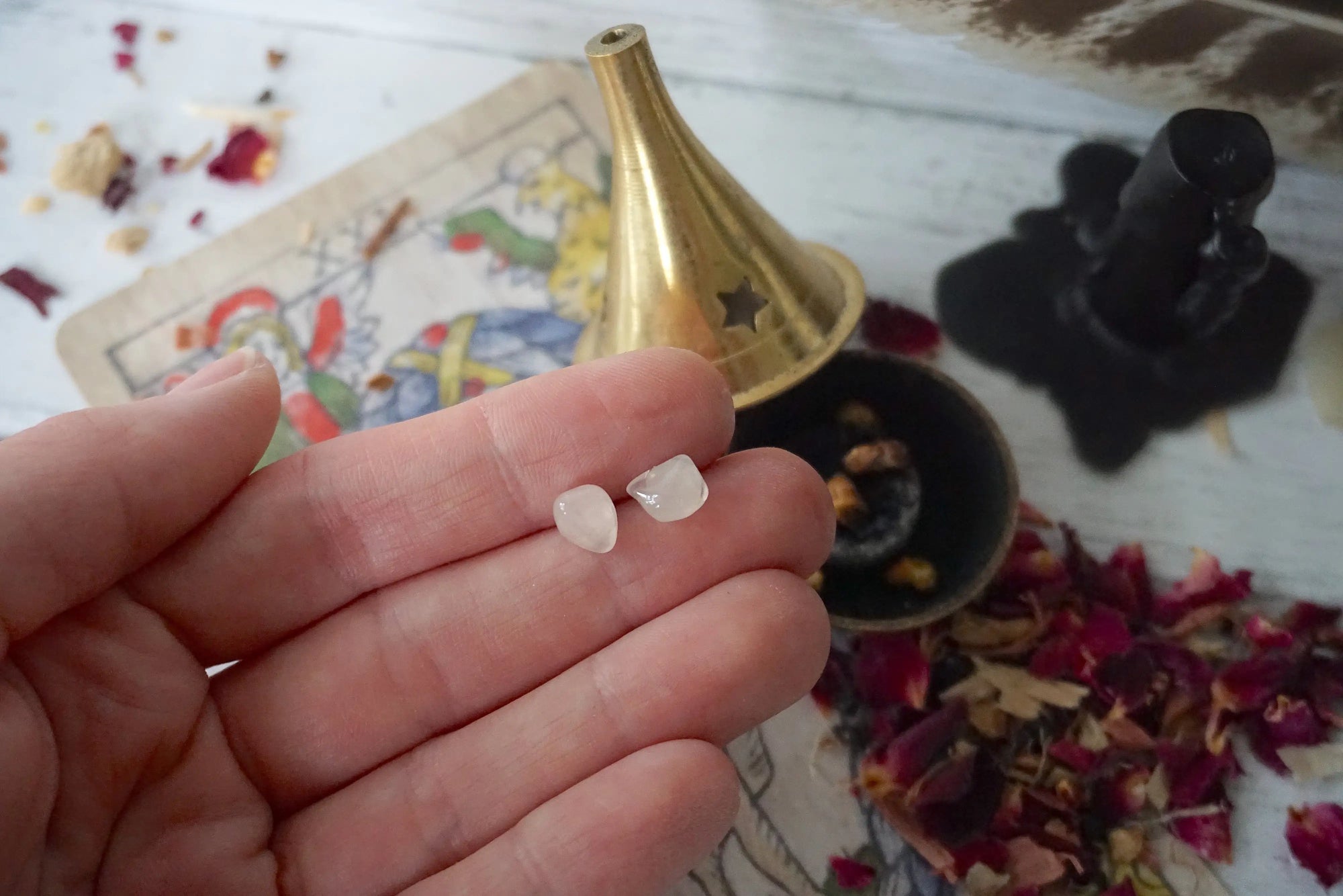 AURA STUD EARRINGS COLLECTION - Rose Quartz Crystal Earrings Designs by Nature Gems