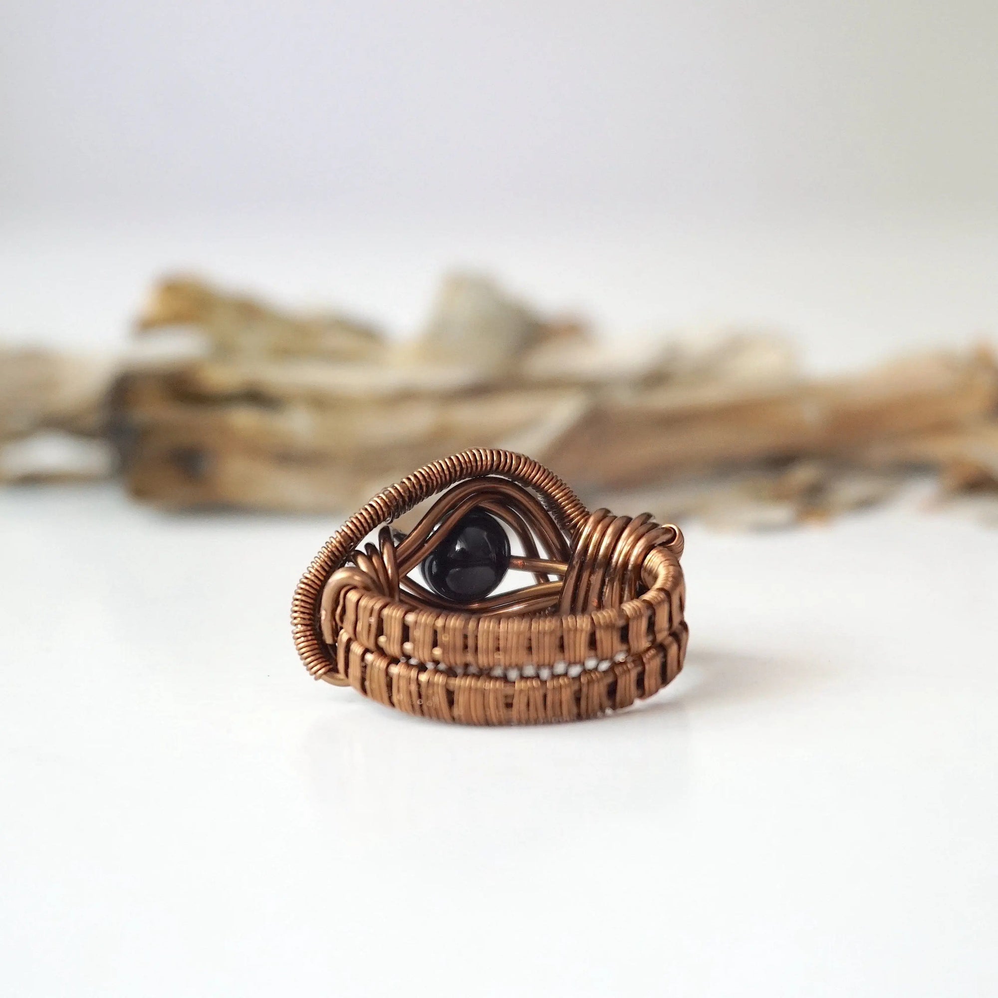 Black Tourmaline Ring-Antique Bronze Designs by Nature Gems