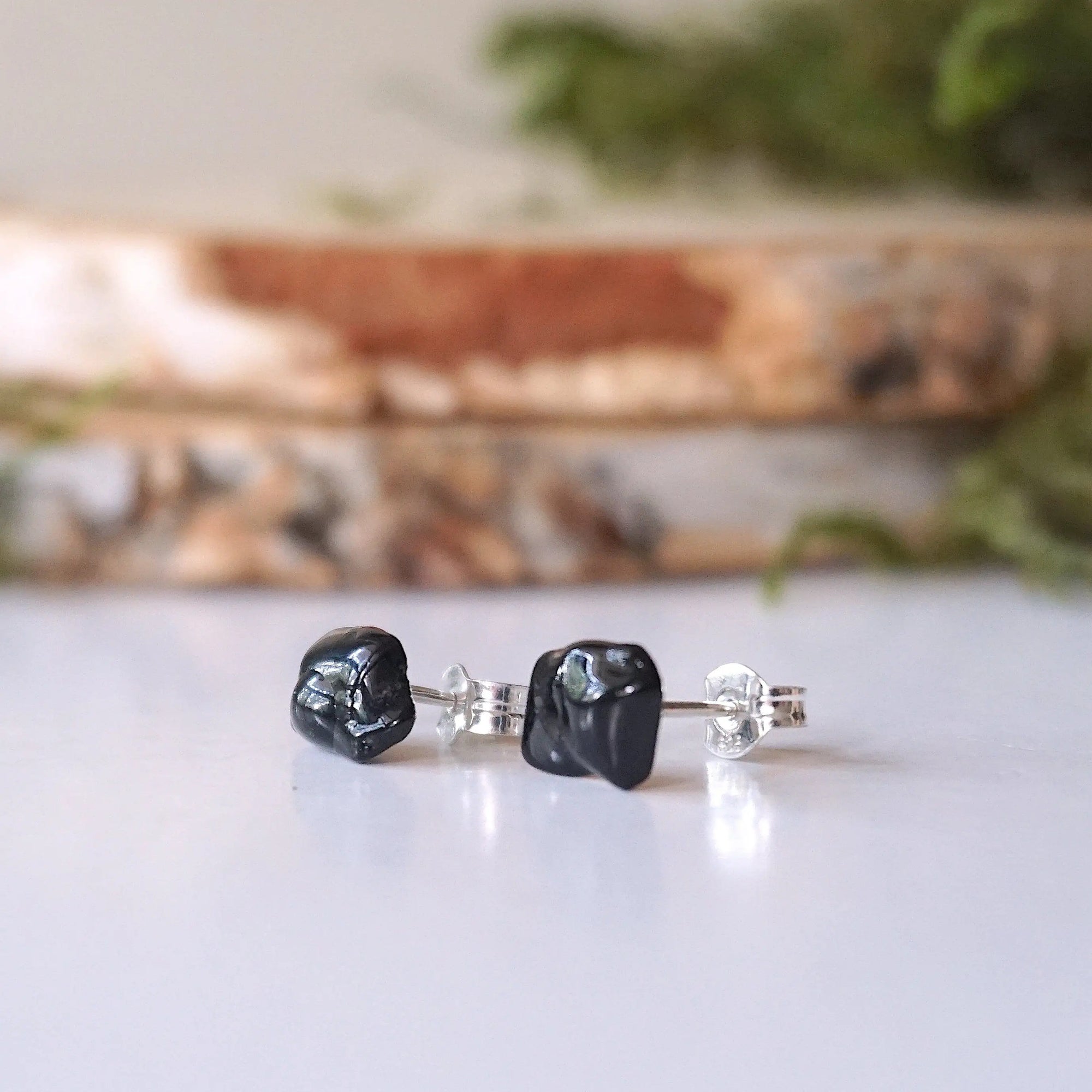 Black Tourmaline Stud Earrings DesignsbyNatureGems