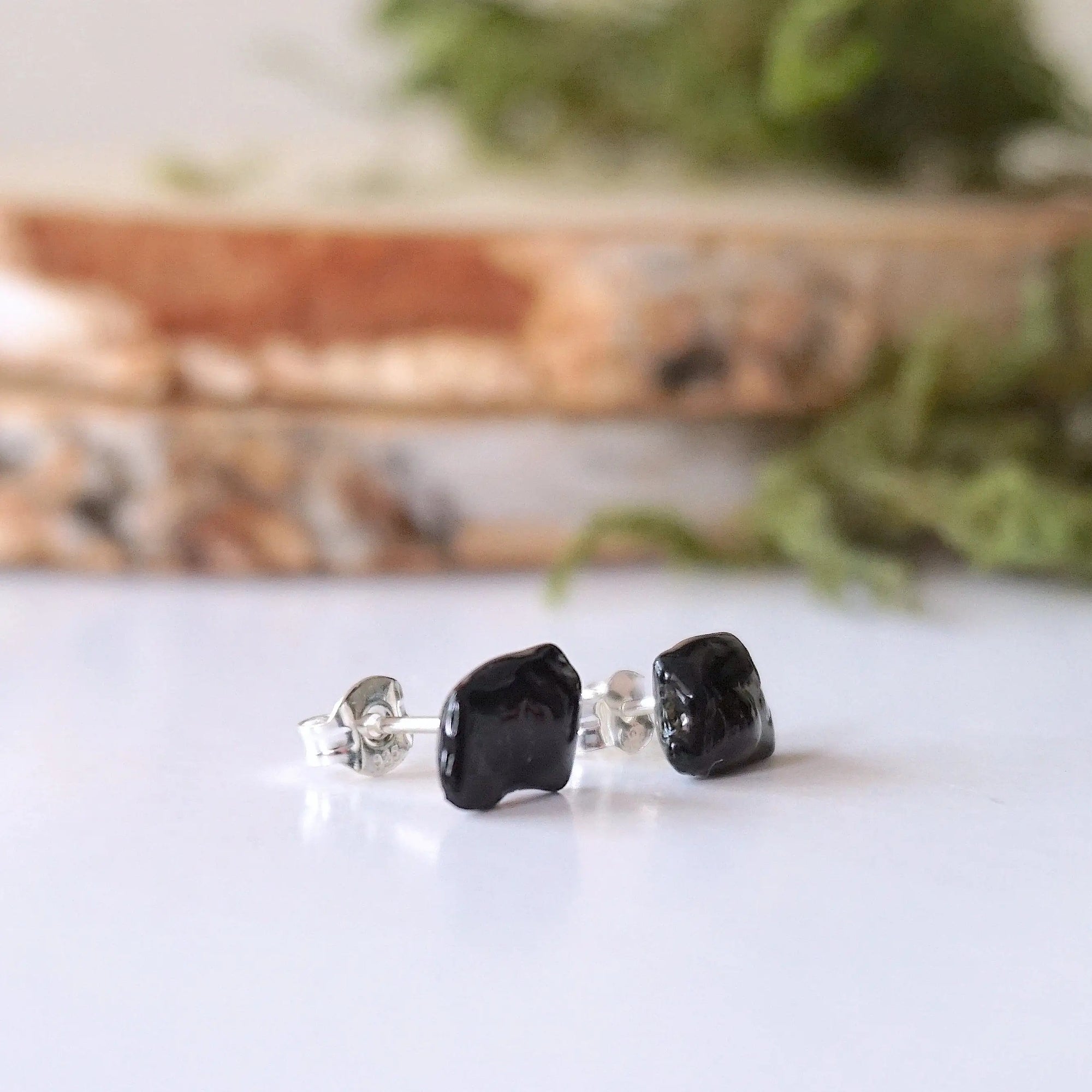 Black Tourmaline Stud Earrings DesignsbyNatureGems
