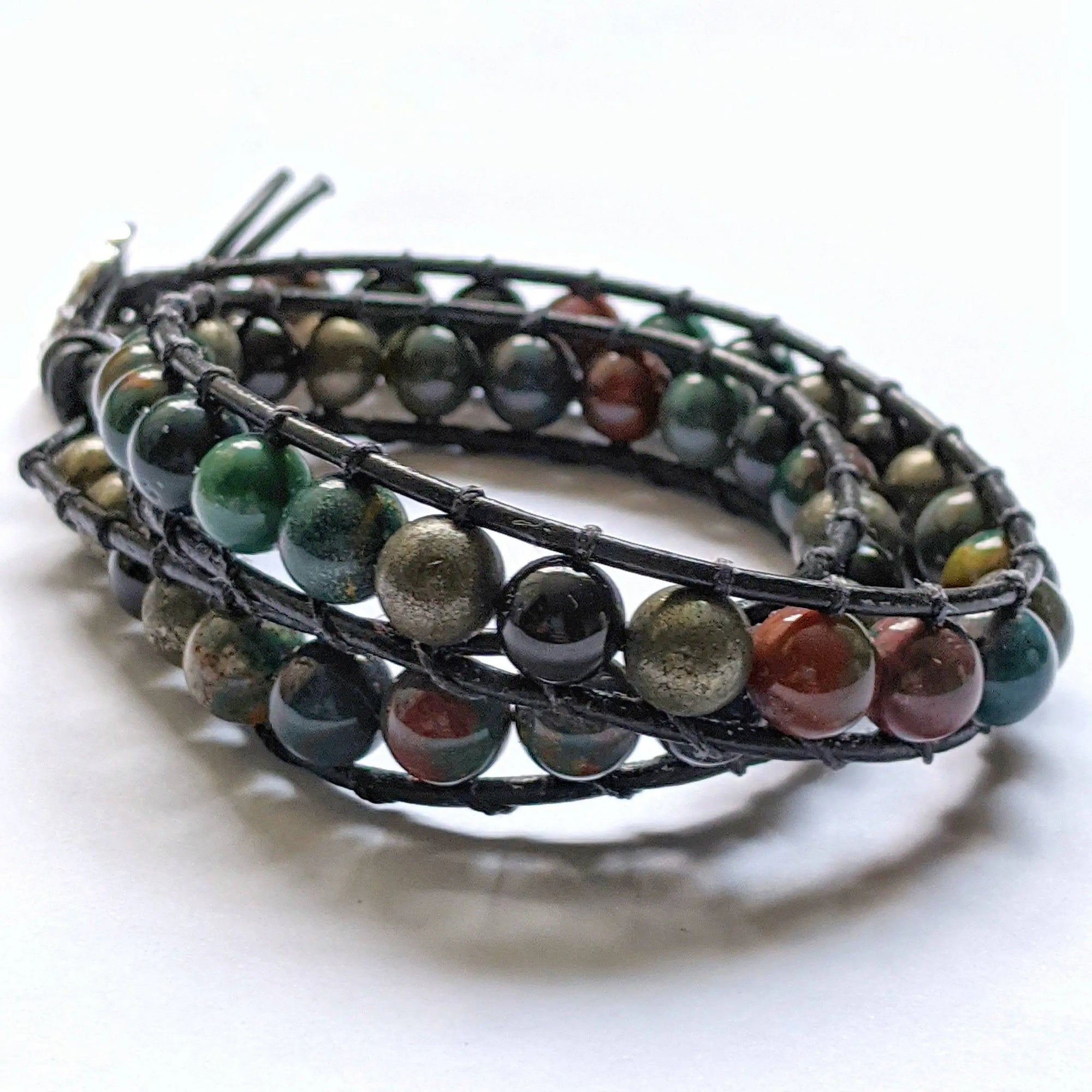 Bloodstone and Pyrite Wrap Bracelet DesignsbyNatureGems
