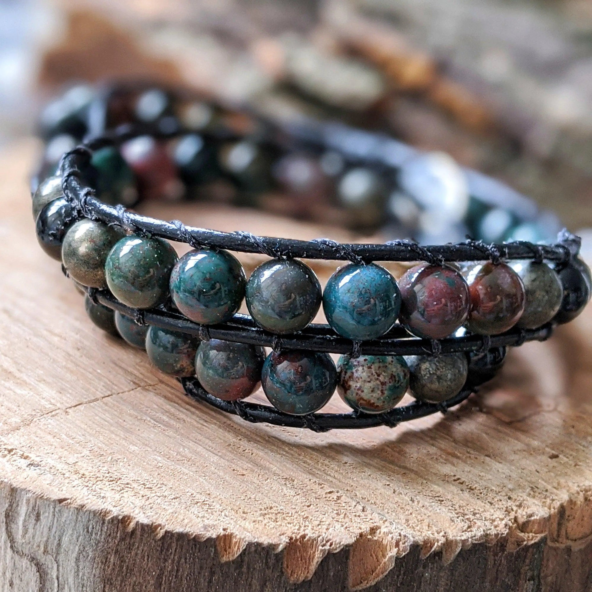 Bloodstone and Pyrite Wrap Bracelet DesignsbyNatureGems