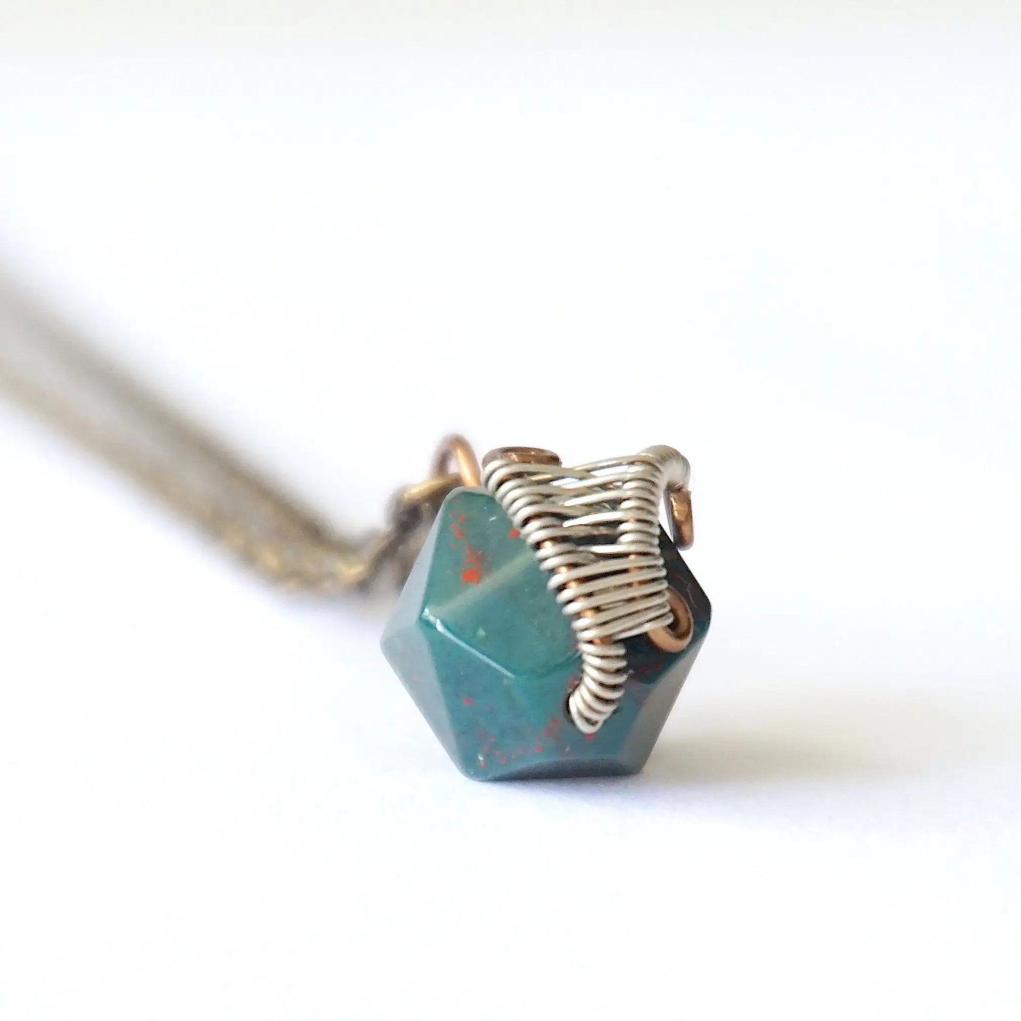 Bloodstone Healing Crystal Charm Necklace - March Birthstone Necklace DesignsbyNatureGems