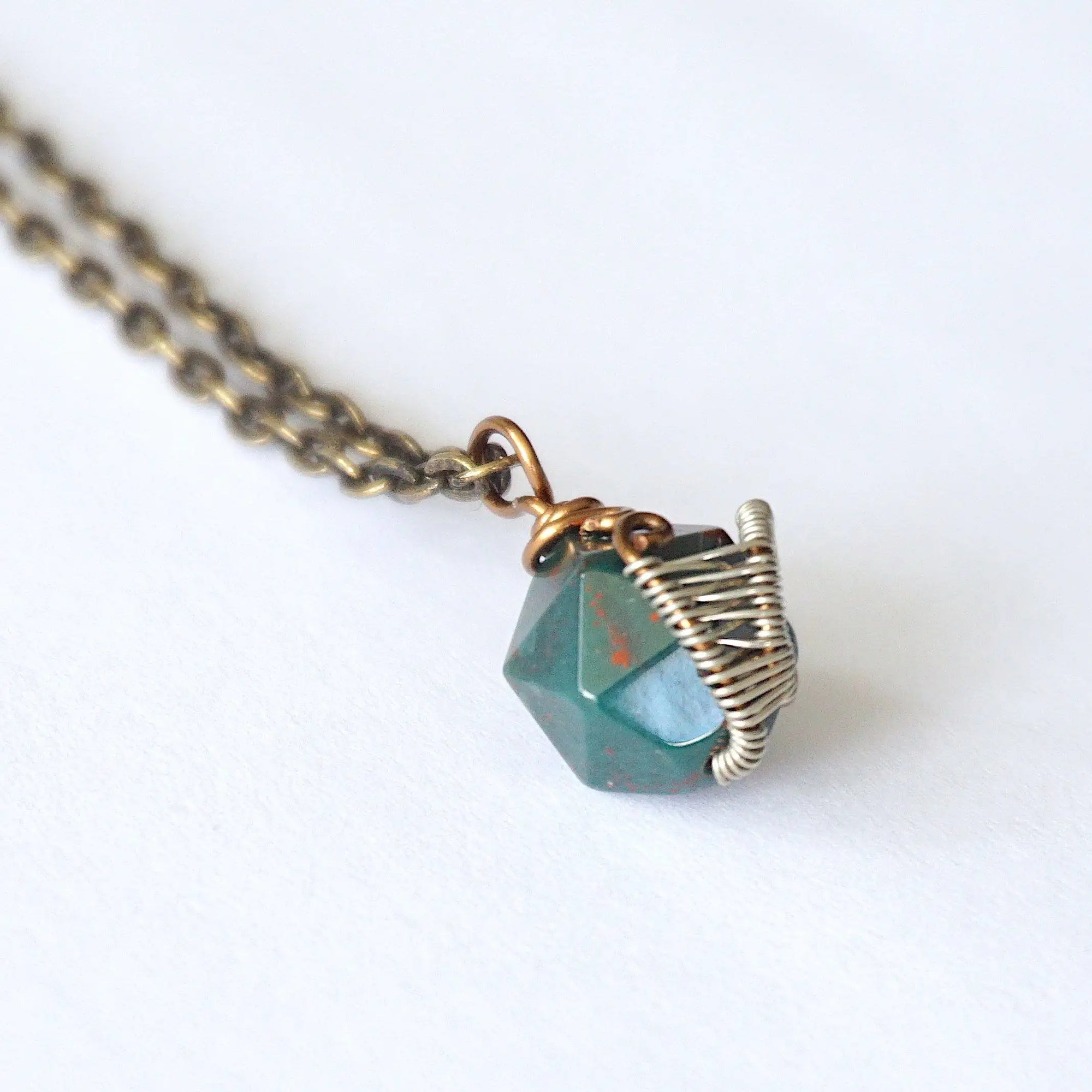 Bloodstone Healing Crystal Charm Necklace - March Birthstone Necklace DesignsbyNatureGems