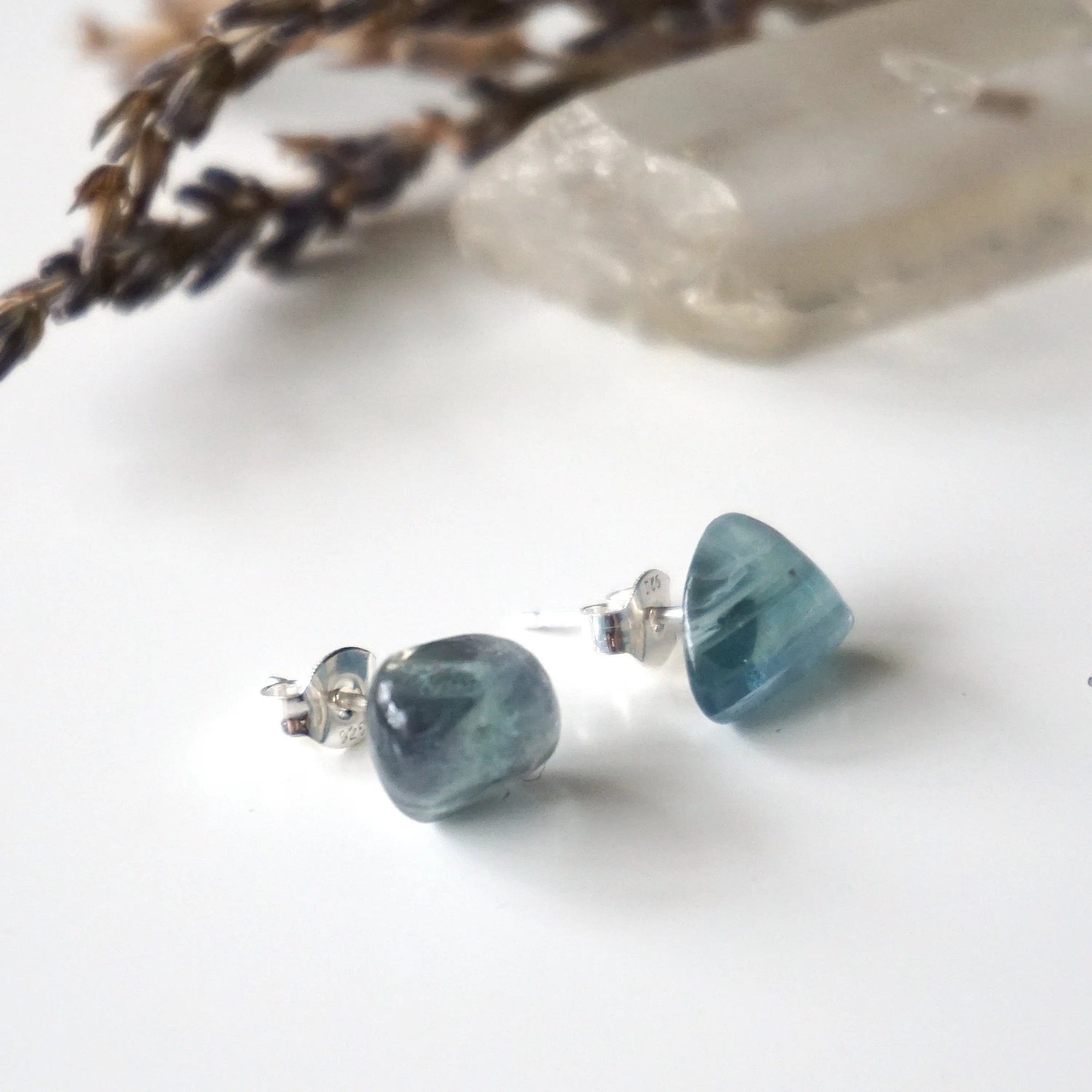 Blue Fluorite Stud Earrings Designs by Nature Gems