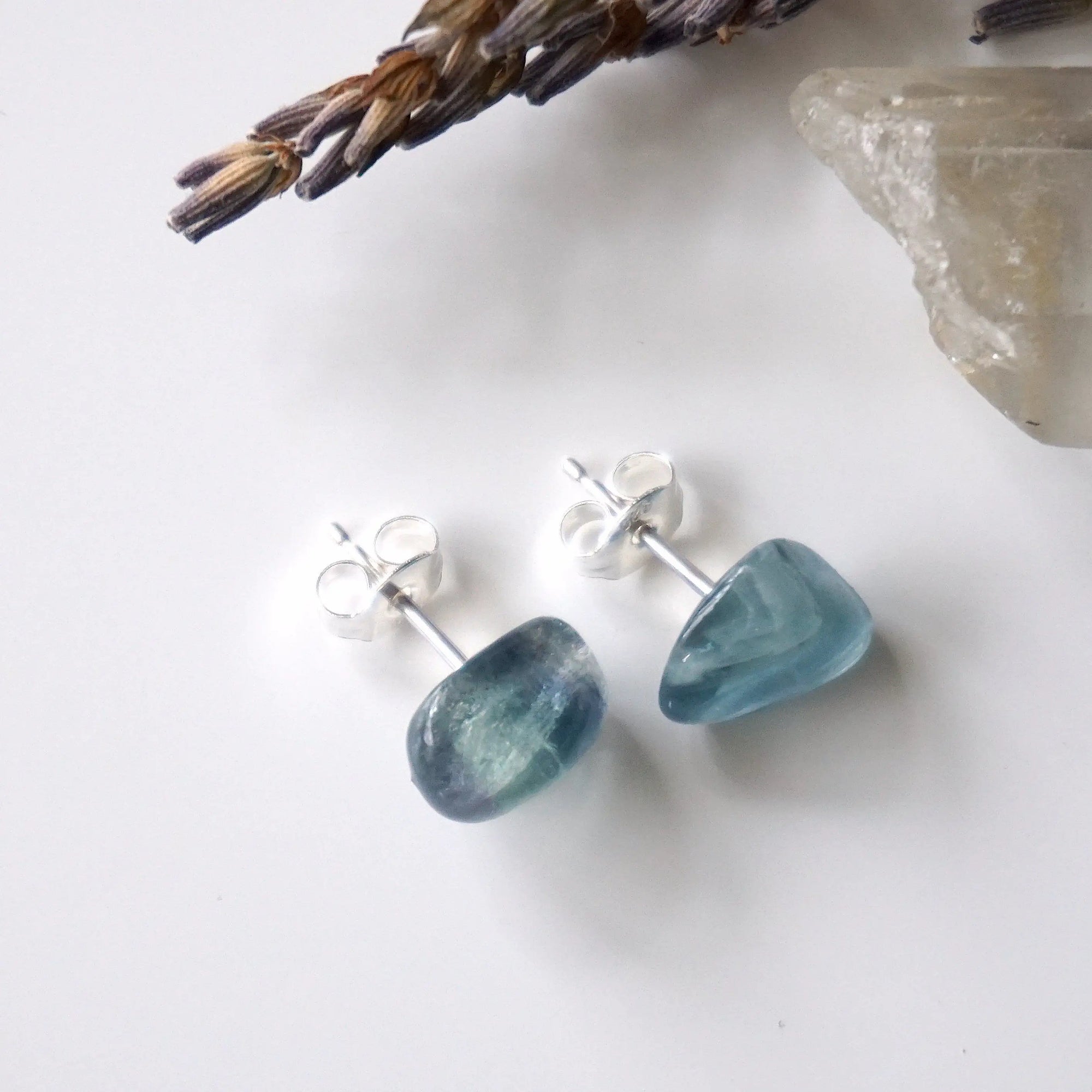 Blue Fluorite Stud Earrings Designs by Nature Gems