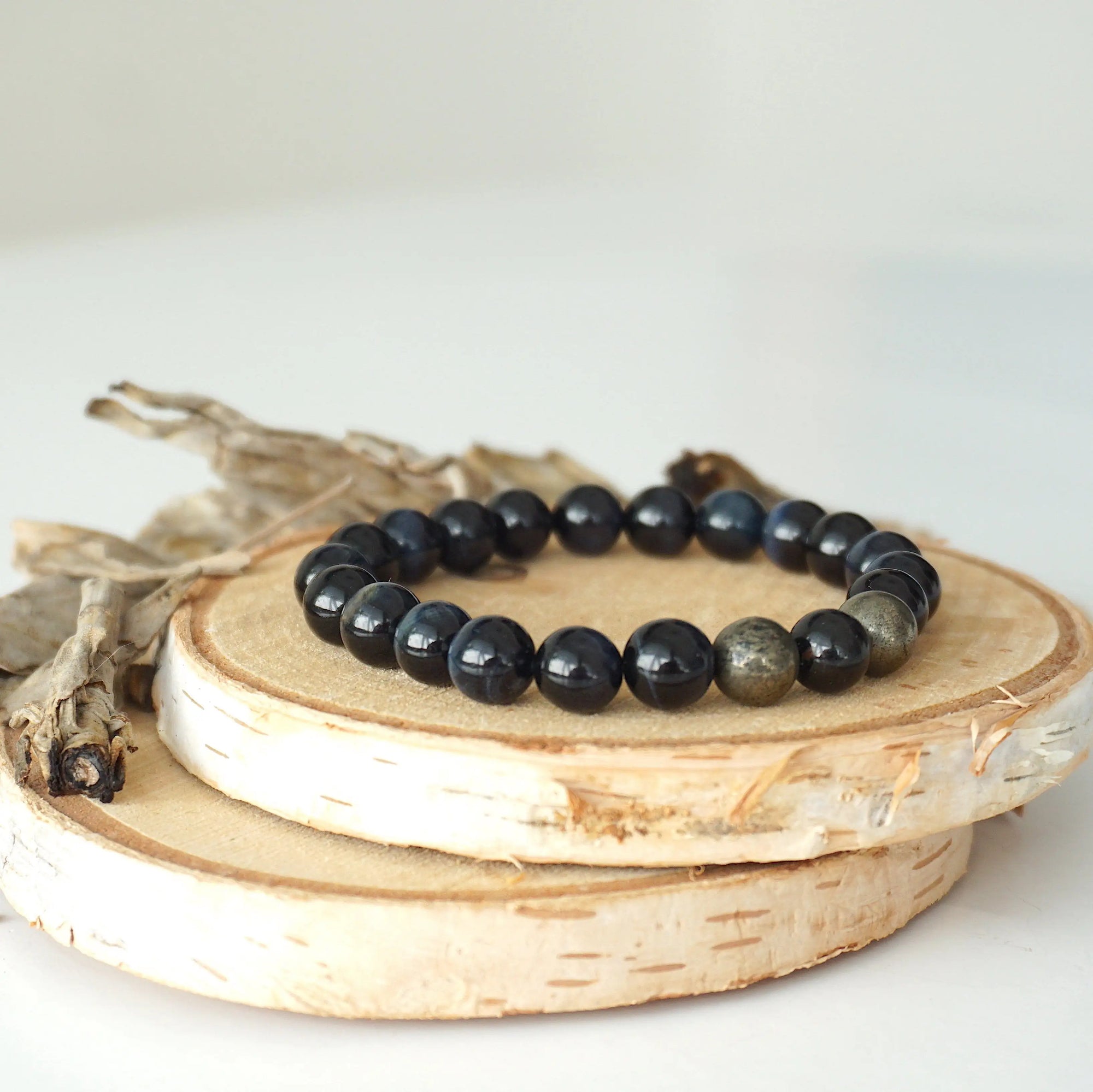 Blue Tiger’s Eye Mala Bracelet - Healing Crystal for Meditation, Intuition, and Drive DesignsbyNatureGems