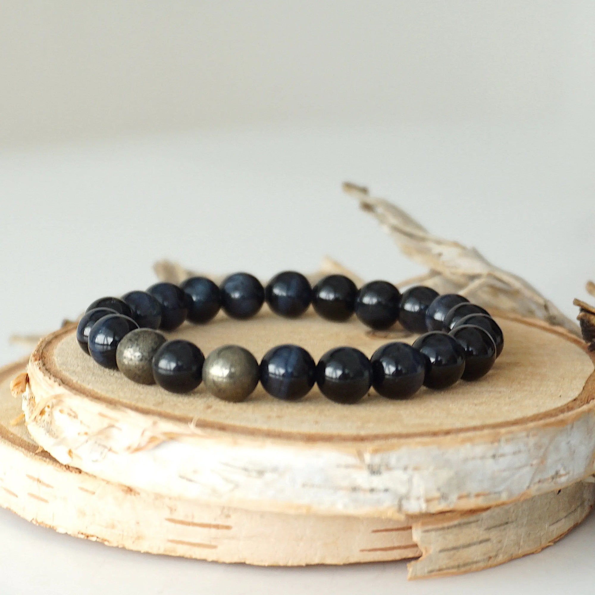 Blue Tiger’s Eye Mala Bracelet - Healing Crystal for Meditation, Intuition, and Drive DesignsbyNatureGems