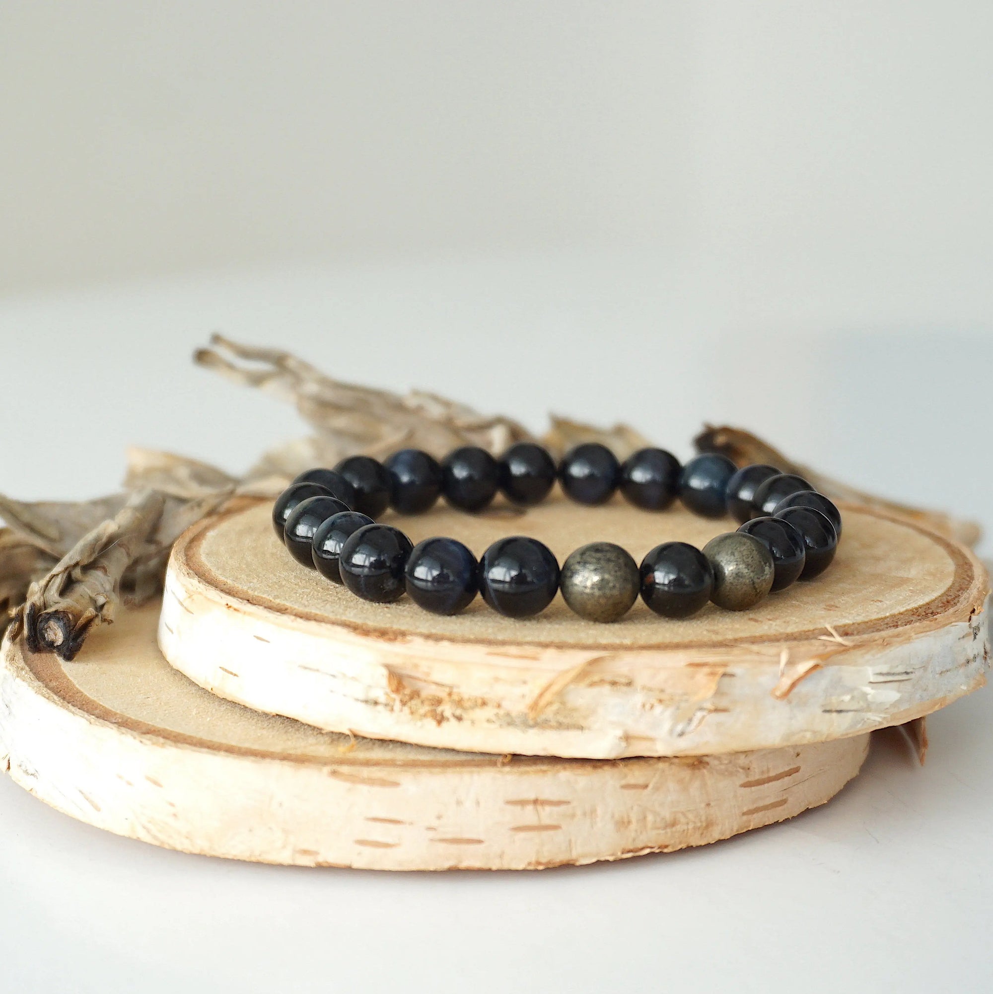 Blue Tiger’s Eye Mala Bracelet - Healing Crystal for Meditation, Intuition, and Drive DesignsbyNatureGems