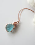 Blue topaz necklace on a 14k rose gold filled fine cable chain