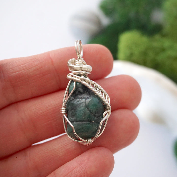 CHECK INFO Emerald Necklace - Silver Plated Pendant Designs by Nature Gems