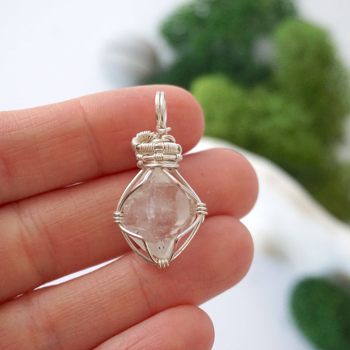 CHECK INFO Herkimer Diamond Necklace - Silver Plated Pendant Designs by Nature Gems