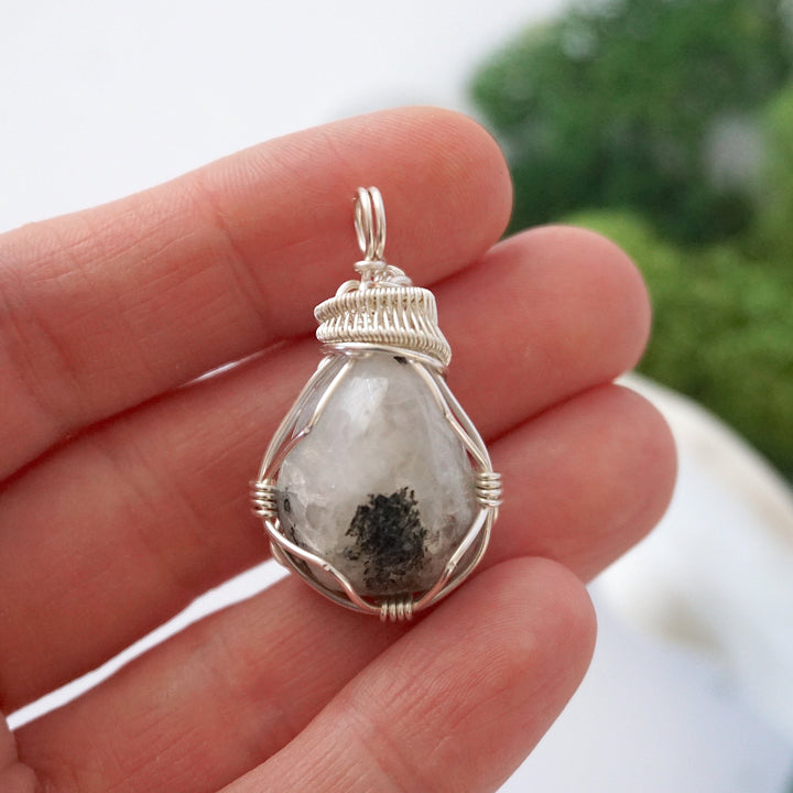 CHECK INFO Rainbow Moonstone Necklace - Silver Plated Pendant Designs by Nature Gems