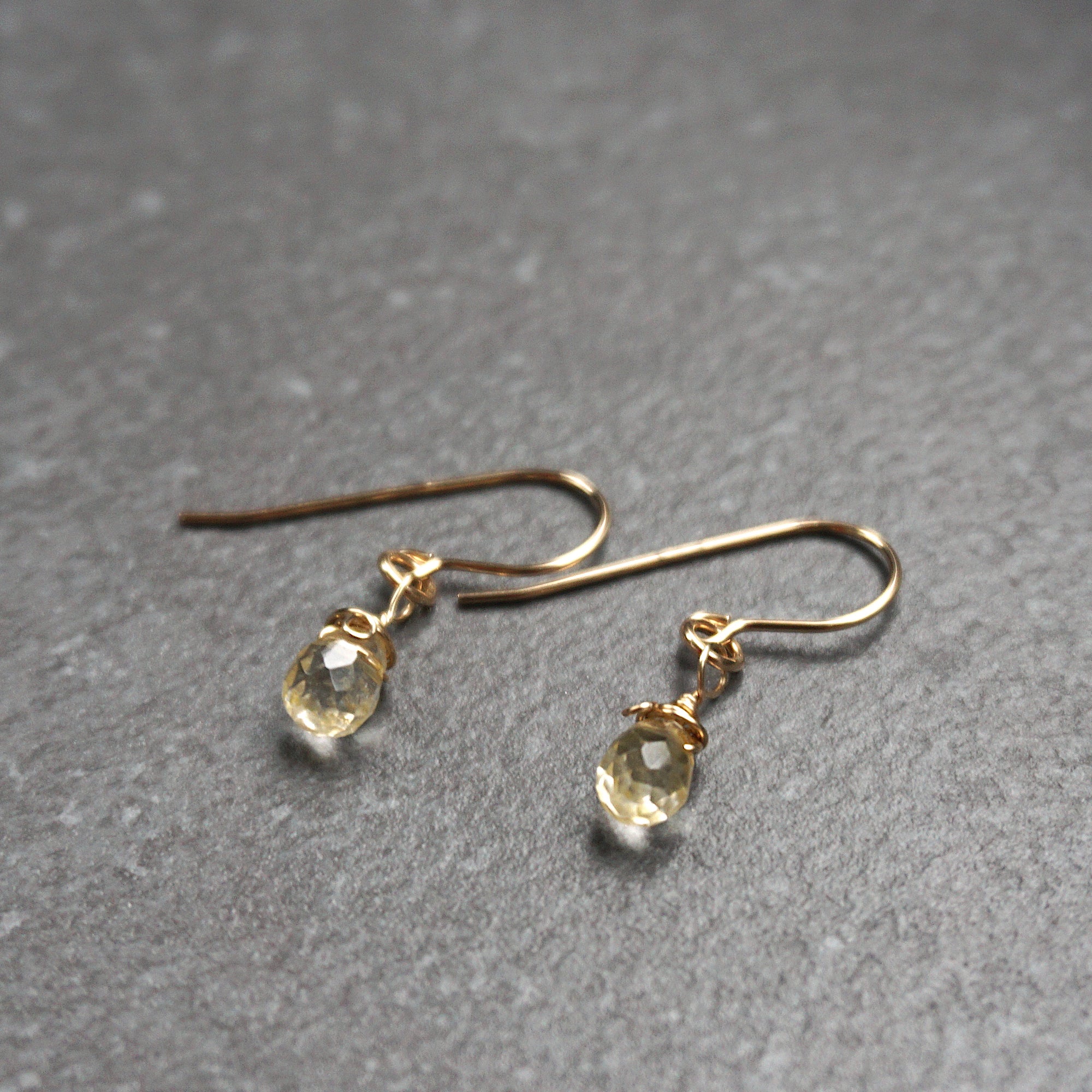 Natural citrine drop earrings in 14k gold filled - elegant dangle earrings