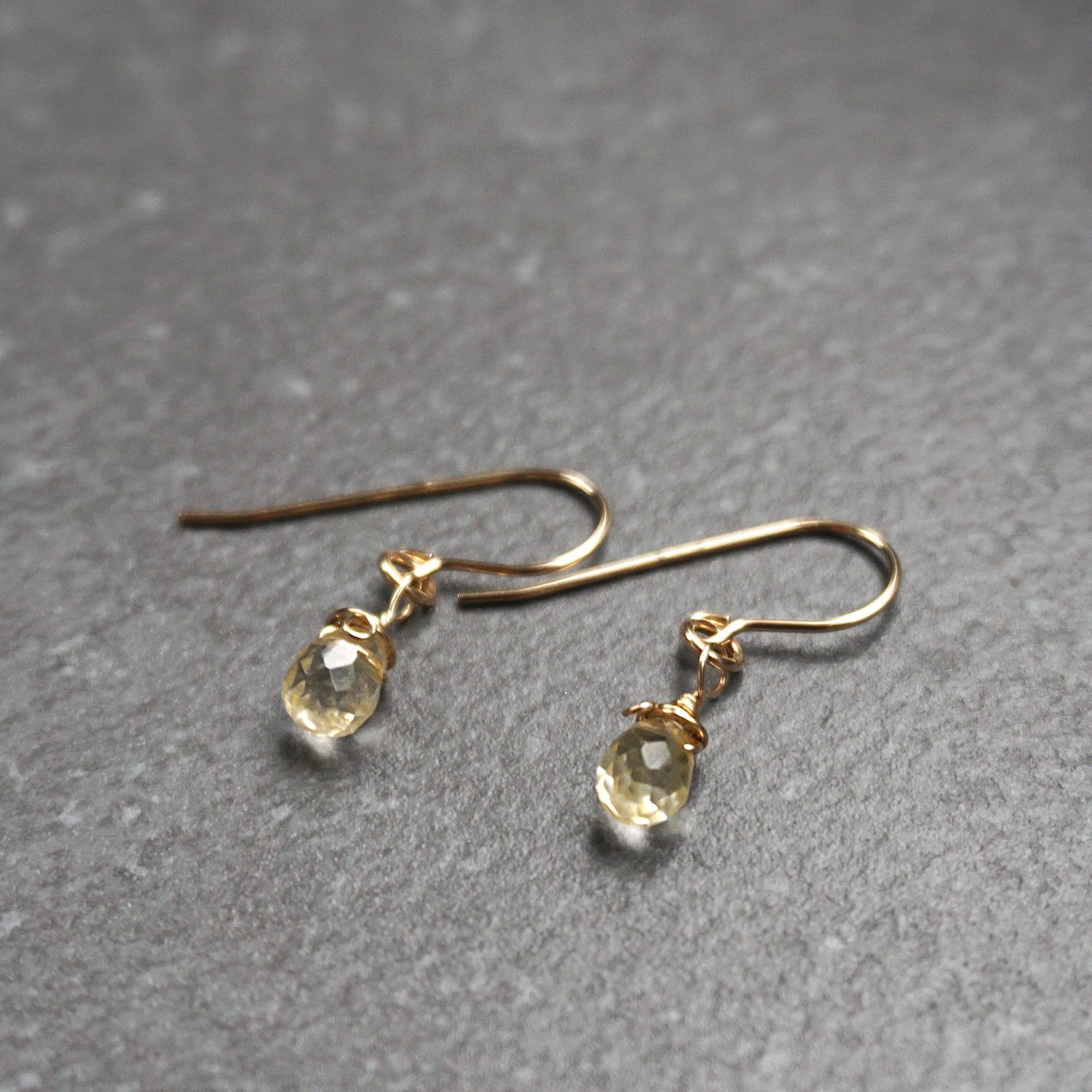 Natural citrine drop earrings in 14k gold filled - elegant dangle earrings