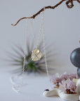 Natural citrine huggie necklace full length showing back of pendant - sterling silver 925 wire wrapped crystal complete necklace back view handmade jewelry