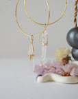 Clear Quartz Gold Plated Hoop Earring Designs by Nature Gems